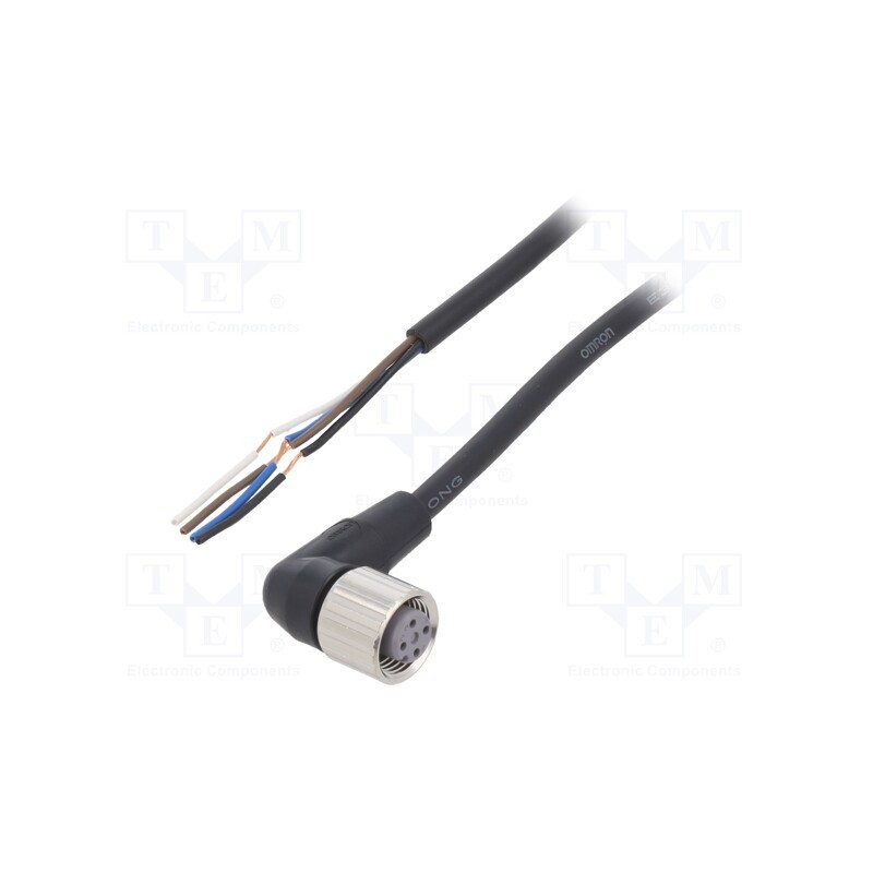 1 pcs x OMRON - XS2F-M12PVC4A2M - Connection lead, M12, PIN: 4, angled, Len: 2m, plug, 4A, -10÷80°C, PVC