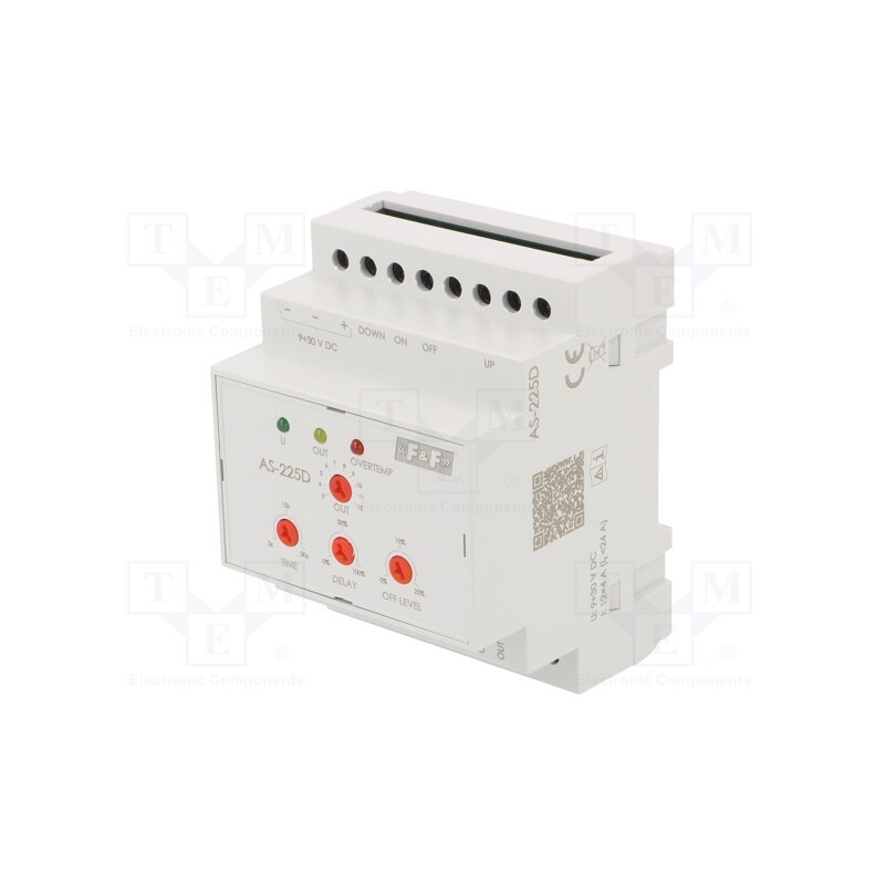 1 pcs x F&F - AS-225D - Staircase timer, for DIN rail mounting, 9÷30VDC, IP20, 24A, Ch: 12