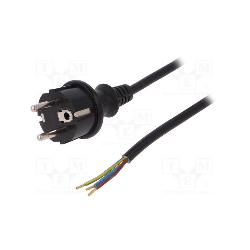 1 pcs x PLASTROL - W-98374 - Cable, 3x1mm2, CEE 7/7 (E/F) plug,wires,SCHUKO plug, PVC, 3m