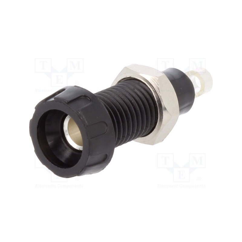 1 pcs x DELTRON - 563-0100 - Socket, 4mm banana, 10A, 250VAC, 28.5mm, black, nickel plated, 10mΩ