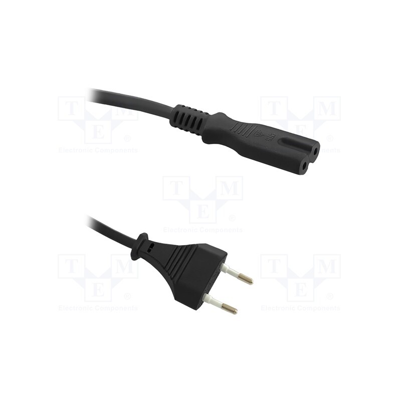 1 pcs x QOLTEC - 50547 - Cable, 2x0.5mm2, CEE 7/16 (C) plug,IEC C7 female, 1.4m, black