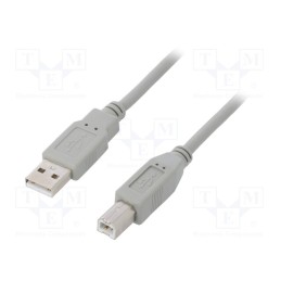 1 pcs x QOLTEC - 50395 - Cable, USB 2.0, USB A plug,USB B plug, 1m, grey