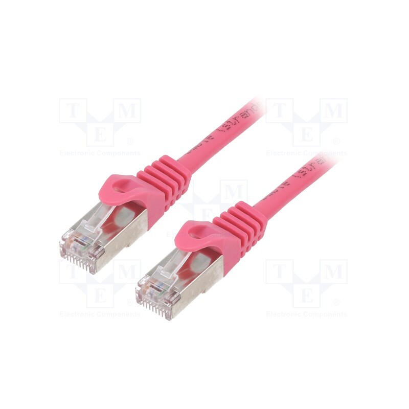 1 pcs x GEMBIRD - PP6-5M/RO - Patch cord, F/UTP, 6, stranded, CCA, PVC, pink, 5m, RJ45 plug, 26AWG