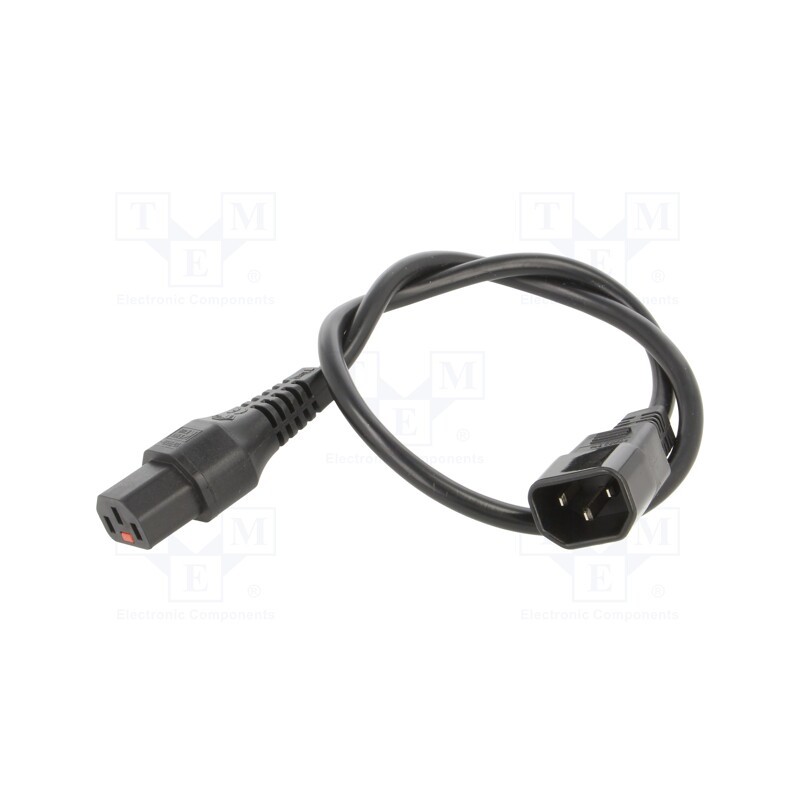 1 pcs x SCHAFFNER - IL13-C14-H05-3100-050 - Cable, IEC C13 female,IEC C14 male, 0.5m, with IEC LOCK locking