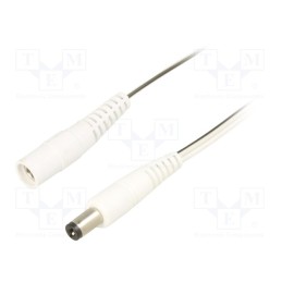 1 pcs x WEST POL - P21-C21-T050-200WH - Cable, 2x0.5mm2, DC 5,5/2,1 plug,DC 5,5/2,1 socket, straight