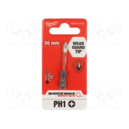 1 pcs x Milwaukee - 4932471564 - Screwdriver bit, Phillips, PH1, Overall len: 50mm, Kind: impact
