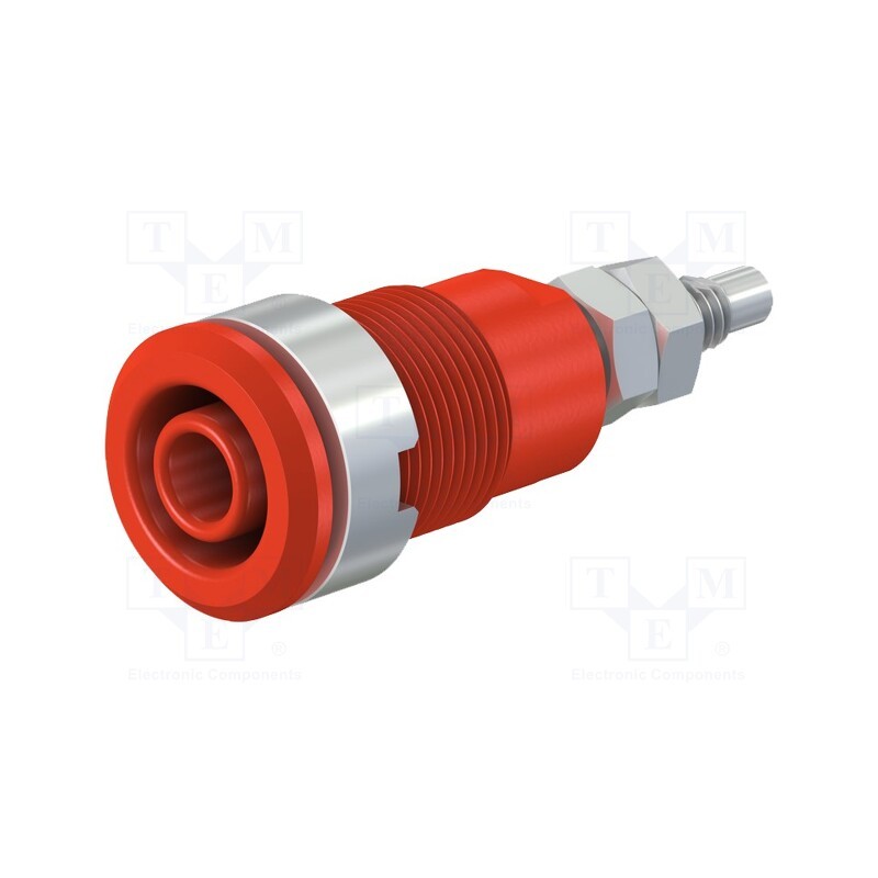 1 pcs x STu00c4UBLI - 49.7043-22 - Socket, 4mm banana, 32A, 1kV, Cutout: Ø12.2mm, red, nickel plated
