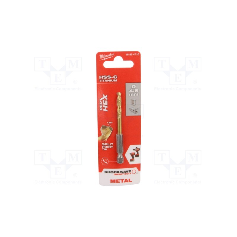 1 pcs x Milwaukee - 48894710 - Drill bit, for metal,impact, Ø: 4.5mm