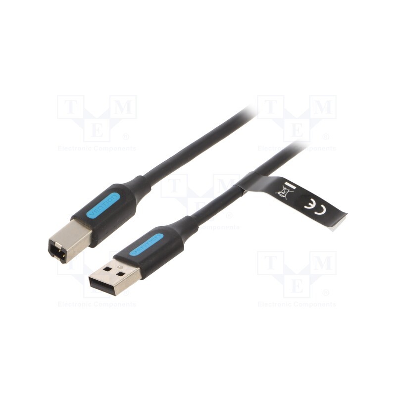 1 pcs x VENTION - COQBI - Cable, USB 2.0, USB A plug,USB B plug, nickel plated, 3m, black