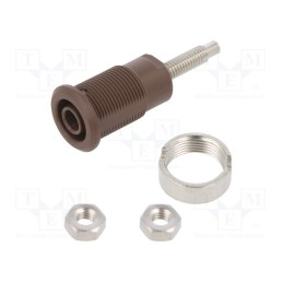 1 pcs x STu00c4UBLI - 49.7043-27 - Socket, 4mm banana, 32A, 1kV, Cutout: Ø12.2mm, brown, nickel plated