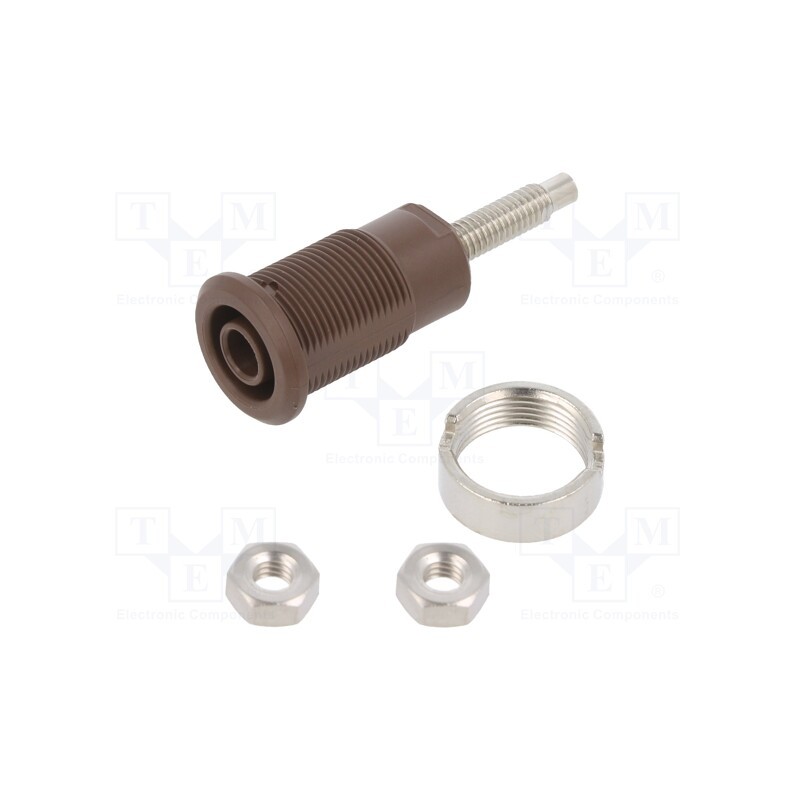 1 pcs x STu00c4UBLI - 49.7043-27 - Socket, 4mm banana, 32A, 1kV, Cutout: Ø12.2mm, brown, nickel plated