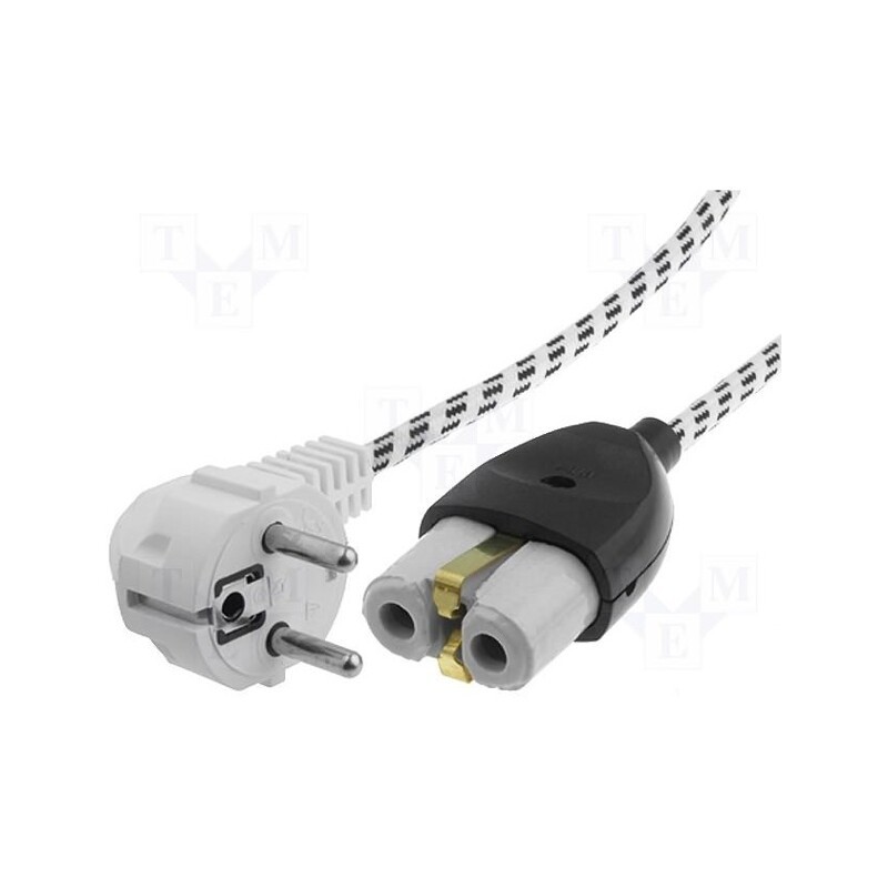 1 pcs x JONEX - SN39-3/07/2BW - Cable, 3x0.75mm2, CEE 7/7 (E/F) plug angled,NZU-1 plug, textile