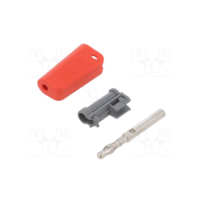 1 pcs x STu00c4UBLI - 64.1042-22 - Plug, 4mm banana, 32A, red, non-insulated,with 4mm axial socket