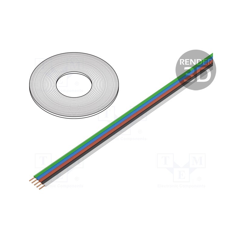 1 rol x DONAU ELEKTRONIK - 519-010 - Wire: ribbon, FBK Toy, 5x0.25mm2, stranded, Cu, PVC, 350V, 10m