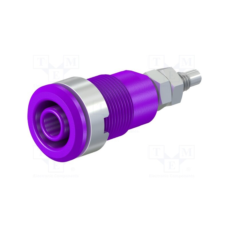 1 pcs x STu00c4UBLI - 49.7043-26 - Socket, 4mm banana, 32A, 1kV, Cutout: Ø12.2mm, violet, insulated