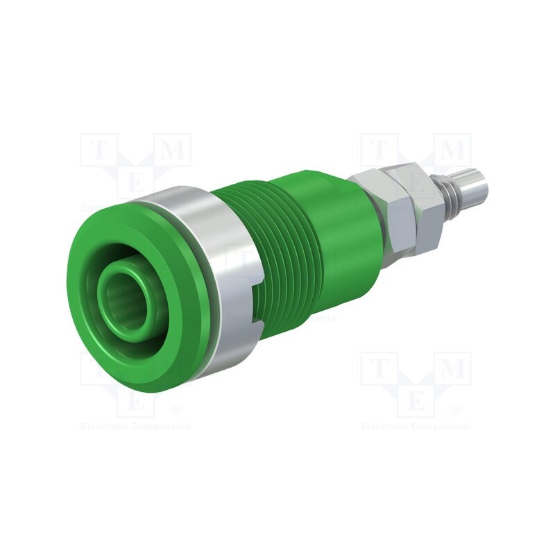 1 pcs x STu00c4UBLI - 49.7043-25 - Socket, 4mm banana, 32A, 1kV, Cutout: Ø12.2mm, green, nickel plated