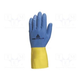 1 set x DELTA PLUS - VE330BJ08 - Protective gloves, Size: 8/9, yellow-blue, latex, DUOCOLOR VE330