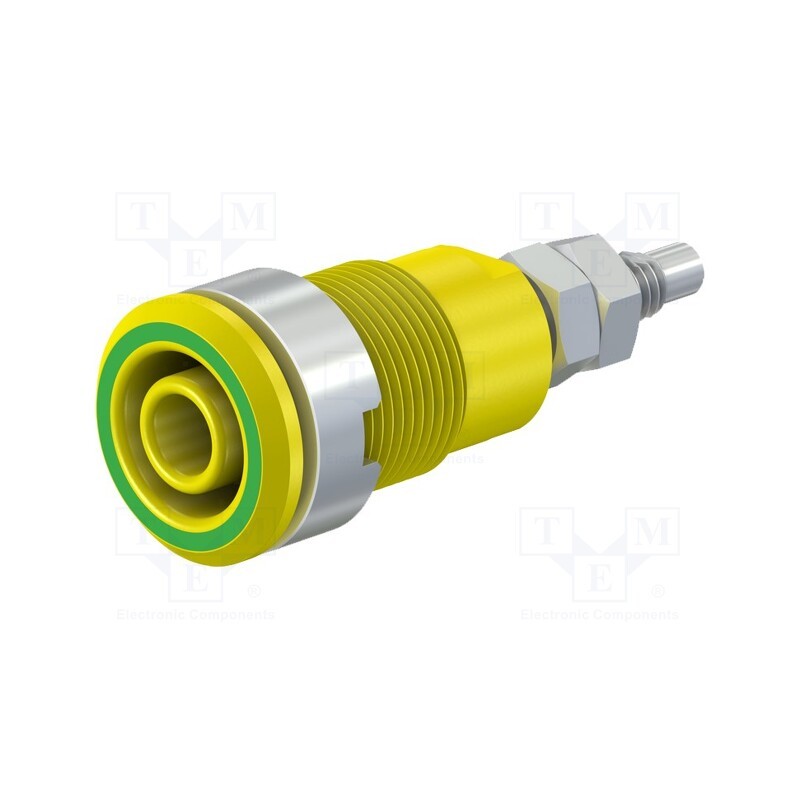 1 pcs x STu00c4UBLI - 49.7043-20 - Socket, 4mm banana, 32A, 1kV, Cutout: Ø12.2mm, yellow-green, brass