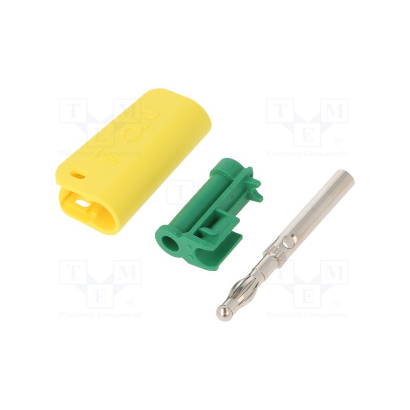 1 pcs x STu00c4UBLI - 64.1042-20 - Plug, 4mm banana, 32A, yellow-green, nickel plated, on cable