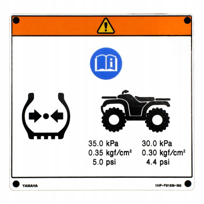 Warning plate yamaha grizzly 700 1hp f816m m0 00