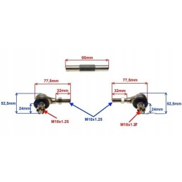 Steering rod with ends for a mini quad atv