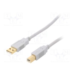 1 pcs x BQ CABLE - CAB-USBAB1.8G - Cable, USB 2.0, USB A plug,USB B plug, gold-plated, 1.8m, grey