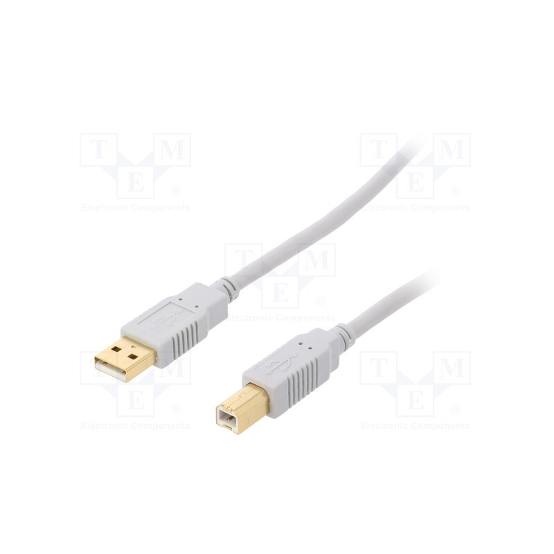 1 pcs x BQ CABLE - CAB-USBAB1.8G - Cable, USB 2.0, USB A plug,USB B plug, gold-plated, 1.8m, grey