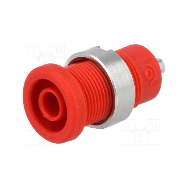 1 pcs x ELECTRO-PJP - 3270-I-RT - Socket, 4mm banana, 25A, Cutout: Ø12mm, red, nickel plated, 5mΩ