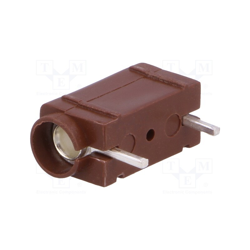 1 pcs x DELTRON - 571-0300 - Socket, 4mm banana, 10A, 250VDC, brown, silver plated, PCB, 23.3mm