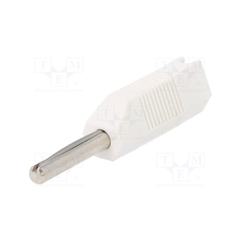 1 pcs x DELTRON - 553-0600 - Plug, 4mm banana, 16A, 50VDC, white, for cable, 2.5mm2, screw