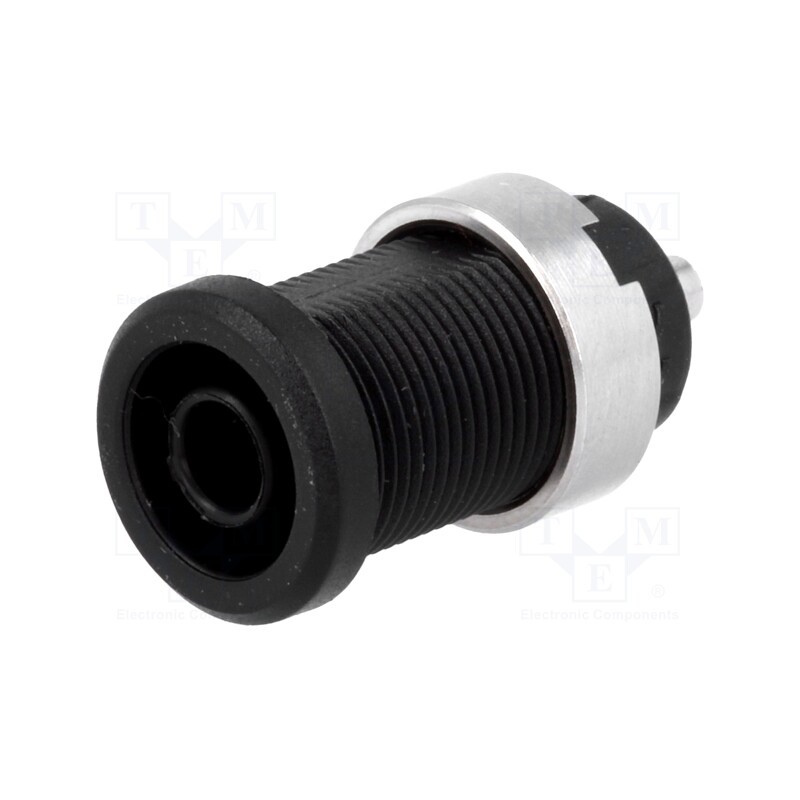 1 pcs x ELECTRO-PJP - 3270-I-SW - Socket, 4mm banana, 25A, Cutout: Ø12mm, black, nickel plated, 5mΩ