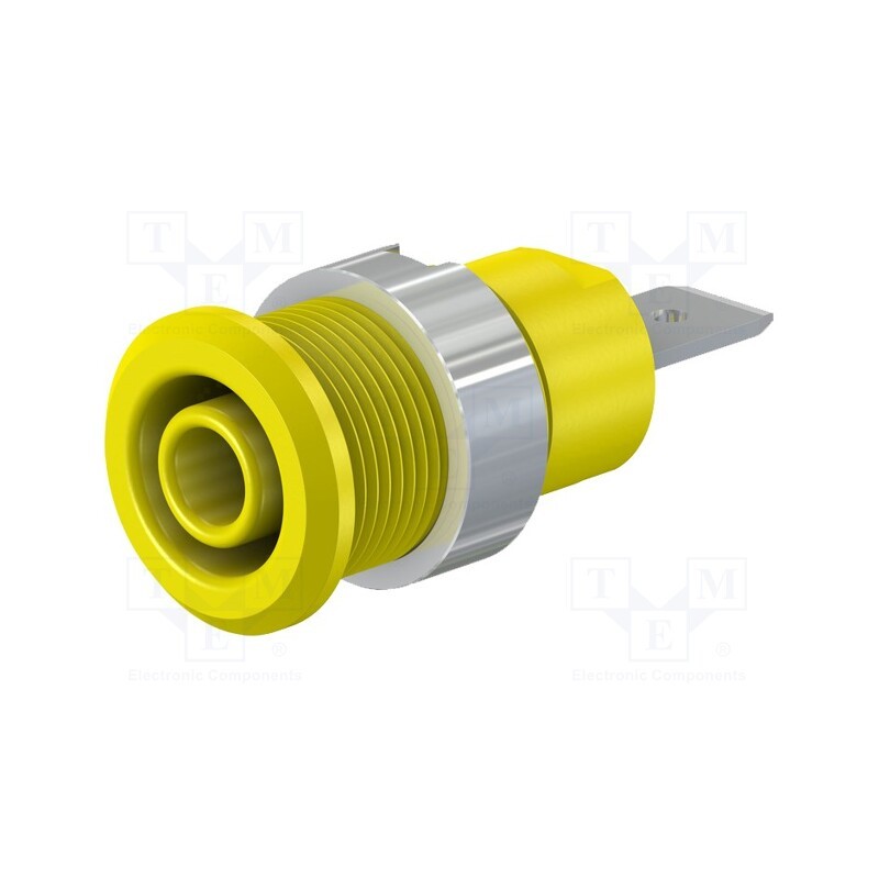 1 pcs x STu00c4UBLI - 49.7046-24 - Socket, 4mm banana, 32A, 1kV, Cutout: Ø12.2mm, yellow, insulated