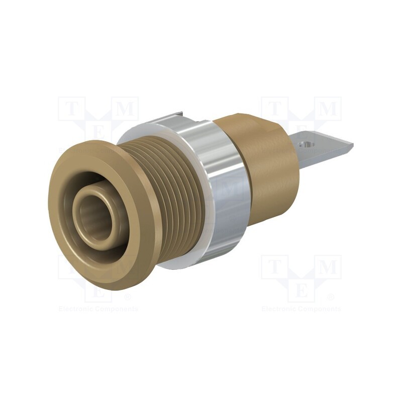 1 pcs x STu00c4UBLI - 49.7046-27 - Socket, 4mm banana, 32A, 1kV, Cutout: Ø12.2mm, brown, nickel plated