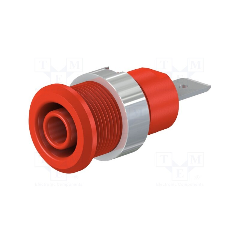 1 pcs x STu00c4UBLI - 49.7046-22 - Socket, 4mm banana, 32A, 1kV, Cutout: Ø12.2mm, red, nickel plated