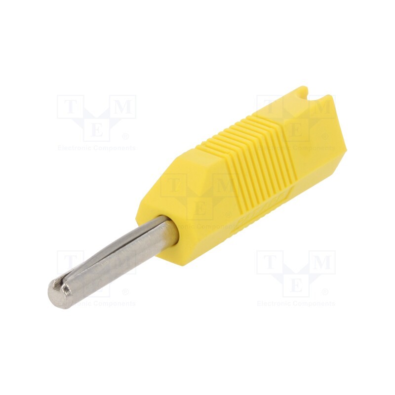 1 pcs x DELTRON - 553-0700 - Plug, 4mm banana, 16A, 50VDC, yellow, for cable, 2.5mm2, screw