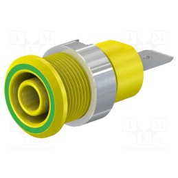 1 pcs x STu00c4UBLI - 49.7046-20 - Socket, 4mm banana, 32A, 1kV, Cutout: Ø12.2mm, yellow-green, brass
