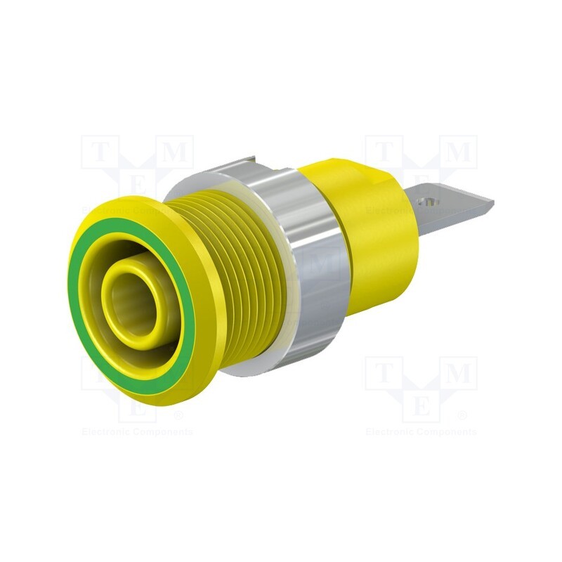 1 pcs x STu00c4UBLI - 49.7046-20 - Socket, 4mm banana, 32A, 1kV, Cutout: Ø12.2mm, yellow-green, brass