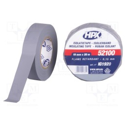 5 rol x HPX - IG1920 - Tape: electrical insulating, W: 19mm, L: 20m, Thk: 0.15mm, grey, 125%