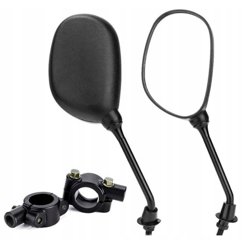Set of black mirrors with handlebar holders for Polaris quads