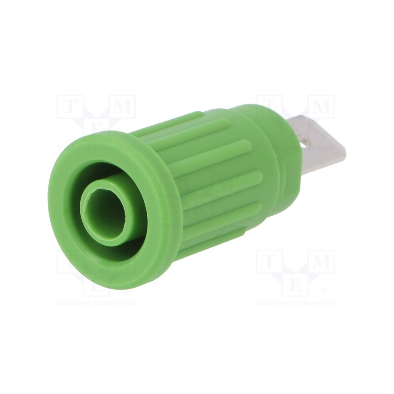 1 pcs x SCHu00dcTZINGER - SEPB 6453 NI / GN - Socket, 4mm banana, 32A, 1kV, green, nickel plated, 34.8mm, 5mΩ
