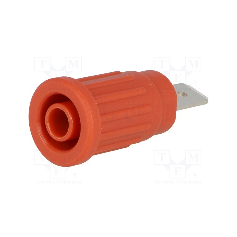 1 pcs x SCHu00dcTZINGER - SEPB 6453 NI / RT - Socket, 4mm banana, 32A, 1kV, red, nickel plated, on panel,push-in