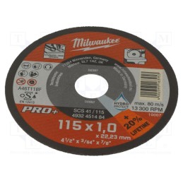 1 pcs x Milwaukee - 4932451484 - Cutting wheel, Ø: 115mm, Øhole: 22.2mm, Disc thick: 1mm