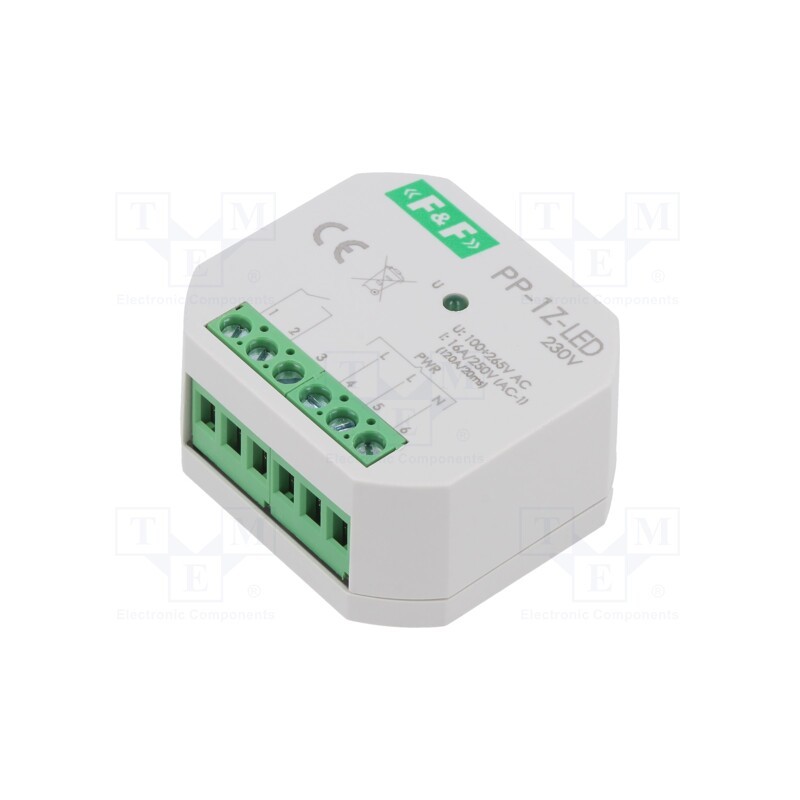 1 pcs x F&F - PP-1Z-LED-230V - Relay: installation, in mounting box, 100÷265VAC, NO, IP20, 16A