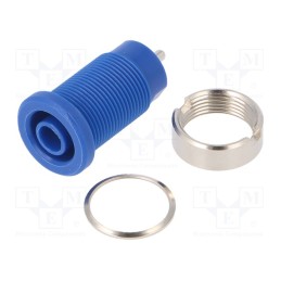 1 pcs x SCHu00dcTZINGER - SEB 8632 NI / BL - Socket, 4mm banana, 24A, blue, nickel plated, on panel,screw, 34mm
