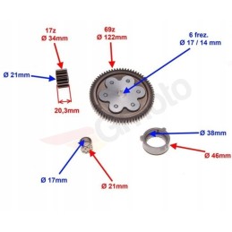 Clutch sprocket atv quad cross 110 125