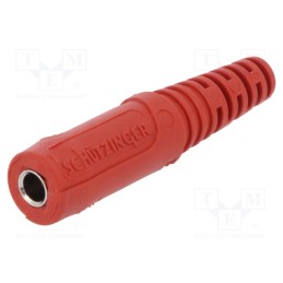 1 pcs x SCHu00dcTZINGER - KU 92 L NI / RT - Socket, 4mm banana, 10A, 70VDC, red, nickel plated, on cable, Ø: 2mm
