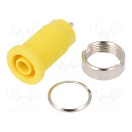 1 pcs x SCHu00dcTZINGER - SEB 8632 NI / GE - Socket, 4mm banana, 24A, yellow, nickel plated, on panel,screw