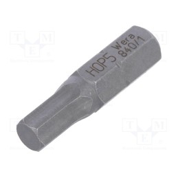 1 pcs x WERA - 5056325001 - Screwdriver bit, hex key, HEX 5mm, Overall len: 25mm