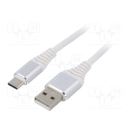 1 pcs x GEMBIRD - CC-USB2B-AMCM-2M-BW2 - Cable, USB 2.0, USB A plug,USB C plug, gold-plated, 2m, white
