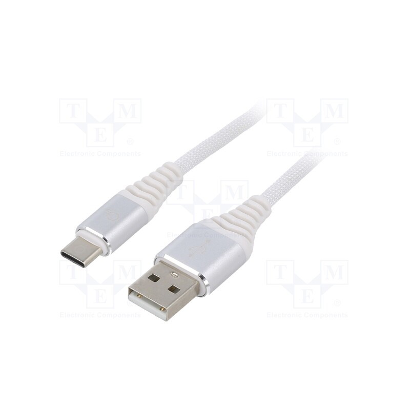 1 pcs x GEMBIRD - CC-USB2B-AMCM-2M-BW2 - Cable, USB 2.0, USB A plug,USB C plug, gold-plated, 2m, white
